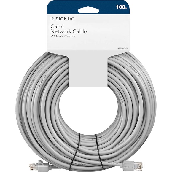 Insignia™ - NS-PNW76C0 100' Cat-6 Ethernet Cable - Gray - Picture 1 of 6